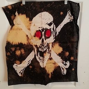 Skull bones hand dyed custom bandana 21" new